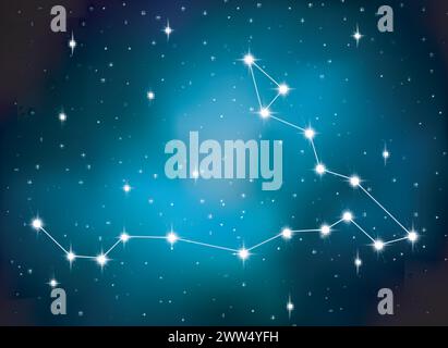 Horoskop Zodiakzeichen der Fische auf dem Hintergrund des Astrologischen Raumes, Vektorillustration Stock Vektor