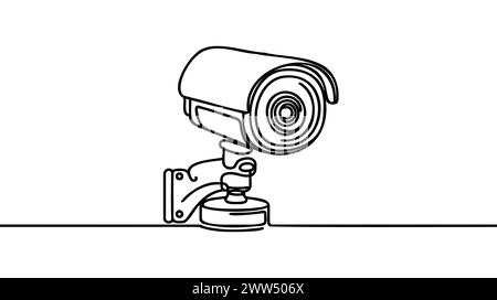 Einzelne durchgehende Linienzeichnung von CCTV zur Überwachung der Verkehrsbewegungen und Verbesserung der Sicherheitssysteme. Eine Linie zeichnet grafisches Design Vektor-Illustration. Stock Vektor