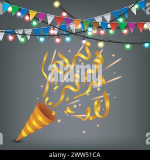 Explodierende Bunte Konfetti Popper Geburtstagsparty, Vektor-Illustration Stock Vektor