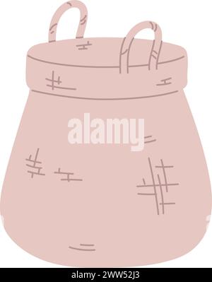 Gewebte Tasche aus organischem Anbau. Wiederverwendbares Leinwandmaterial isoliert auf weißem Hintergrund Stock Vektor