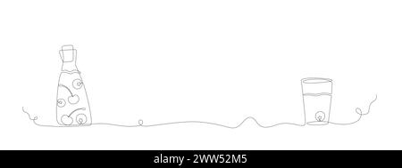 Lineares Beerengetränk im Gefäß, Glasvektorbanner. Einfaches Poster für Menü, Zeilenelemente. Stock Vektor