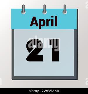 Tag im Kalender, Vektorbildformat, 21. April Stock Vektor