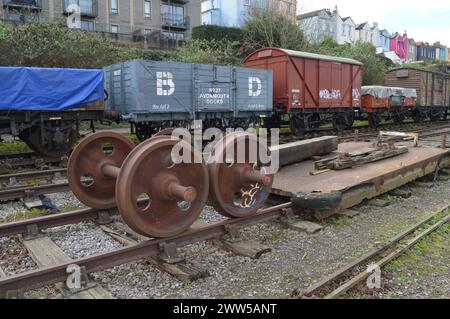 Wagen der Bristol Harbour Railway. Februar 2024. Stockfoto