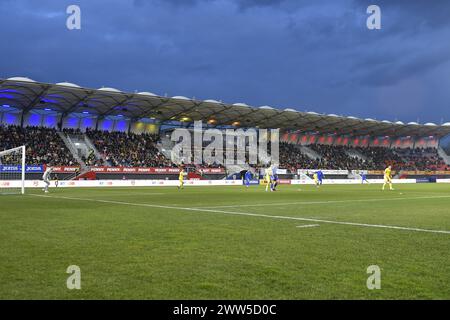 Fußballspiel zwischen Rumänien U20 gegen Italien U20, die für die Elite League U20 21.03.2024,„Eugen Popescu” Stadion, Târgoviște, Rumänien, Cristi Stavri zählen Stockfoto