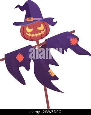 Böse Vogelscheuche. Cartoon halloween Figur. Gruselige Laterne isoliert auf weißem Hintergrund Stock Vektor