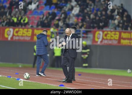 Fußballspiel zwischen Rumänien U20 gegen Italien U20, die für die Elite League U20 21.03.2024,„Eugen Popescu” Stadion, Târgoviște, Rumänien, Cristi Stavri zählen Stockfoto