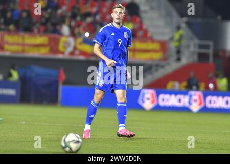 Fußballspiel zwischen Rumänien U20 gegen Italien U20, die für die Elite League U20 21.03.2024,„Eugen Popescu” Stadion, Târgoviște, Rumänien, Cristi Stavri zählen Stockfoto