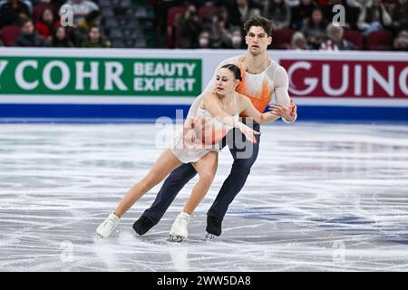 Montreal, Kanada. März 2024. MONTREAL, KANADA - 20. MÄRZ 2024: Lucrezia Beccari und Matteo Gurise (ITA) während der ISU Eiskunstlauf-Weltmeisterschaft im Bell Centre ON in Montreal, Kanada. Quelle: Orange Pics BV/Alamy Live News Stockfoto