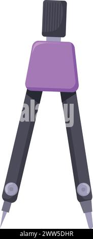 Compass-Zeichentricksymbol für Mathematik. Werkzeug Geometrieschule isoliert auf weißem Hintergrund Stock Vektor