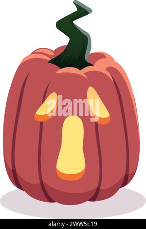 Halloween-Laterne glüht. Comic gruseliges Partylicht isoliert auf weißem Hintergrund Stock Vektor