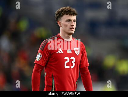 Cardiff, Großbritannien. März 2024. Nathan Broadhead of Wales, während des Halbfinalspiels der UEFA-Euro-Qualifikation Wales gegen Finnland im Cardiff City Stadium, Cardiff, Vereinigtes Königreich, 21. März 2024 (Foto: Craig Thomas/News Images) in Cardiff, Vereinigtes Königreich am 21. März 2024. (Foto: Craig Thomas/News Images/SIPA USA) Credit: SIPA USA/Alamy Live News Stockfoto