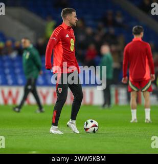 Cardiff City Stadium, Cardiff, Großbritannien. März 2024. UEFA Euro Qualifying Play Off Football, Wales gegen Finnland; Aaron Ramsey of Wales während des warm Up Credit: Action Plus Sports/Alamy Live News Stockfoto