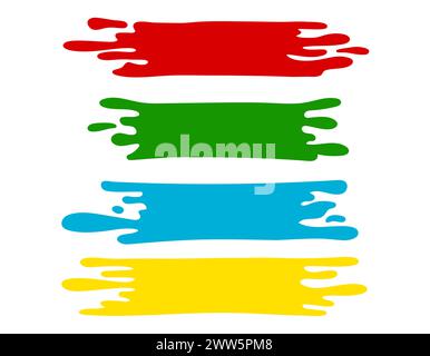 Satz handgemalter farbenfroher Striche. Vektorrahmen für Text, moderne Kunstgrafiken für Hipster. Schleimform für Text. Vektorgrafiken. Pinselbanner. Stock Vektor