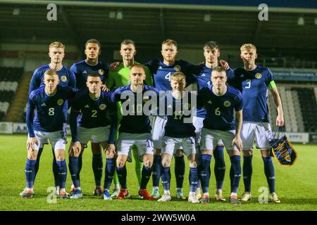 21. März 24. Paisley, Großbritannien. Schottland spielte gegen Kasachstan in der Qualifikation zur UEFA-U21-Meisterschaft im Smisa Stadium, Paisley, Schottland. Die Tore wurden von Josh Doig (3) 19 Minuten, Tommy Cameron (17) 24 Minuten, Tommy Conway (9) 38 Minuten Elfmeterschießen, Lewis Fiorini (10) 55 Minuten. Yan Trufanov (9) erzielte in 68 Minuten einen Elfmeter oder Kasachstan. Quelle: Findlay/Alamy Live News Stockfoto