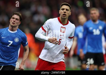 Warschau, Pologne. Februar 2024. Jan Bednarek (Polen) während der UEFA Euro 2024, Play-off-Fußballspiel zwischen Polen und Estland am 21. März 2024 im PGE Narodowy Stadion in Warschau, Polen - Foto Piotr Matusewicz/DPPI Credit: DPPI Media/Alamy Live News Stockfoto