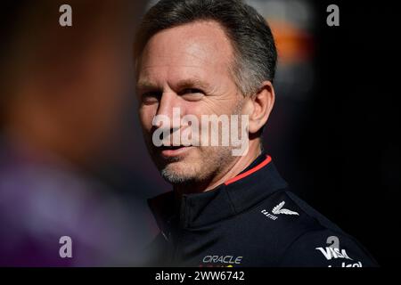MELBOURNE, AUSTRALIEN, 25. Februar 2024. Im Bild: Oracle Red Bull Racing, Teamchef Christian Horner im Fahrerlager beim 3. Lauf der FIA Formel 1 Rolex Australian Grand Prix 2024 vom 22. Bis 24. März auf dem Albert Park Street Circuit in Melbourne, Australien. Quelle: Karl Phillipson/Alamy Live News Stockfoto