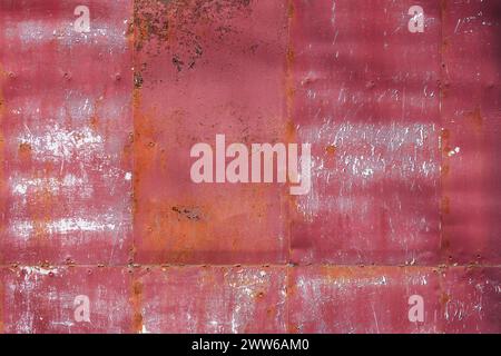 Rostrot lackierte flache Blechoberfläche, Hintergrund und Textur im Vollformat Stockfoto