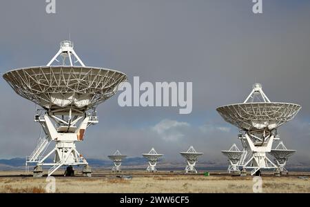 Antennenschalen - Very Large Array, New Mexico Stockfoto