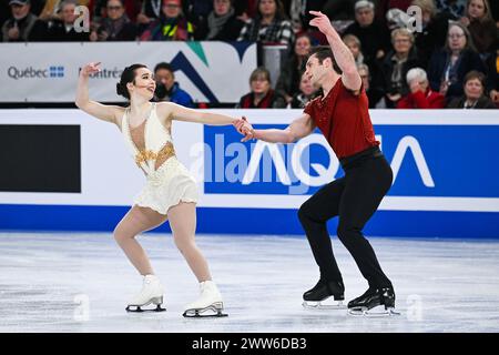 Montreal, Kanada. März 2024. MONTREAL, KANADA - 21. MÄRZ 2024: Lia Pereira und Trennt Michaud (CAN) während der ISU Eiskunstlauf-Weltmeisterschaft im Bell Centre ON in Montreal, Kanada. (Foto von David Kirouac/Orange Pictures) Credit: Orange Pics BV/Alamy Live News Stockfoto