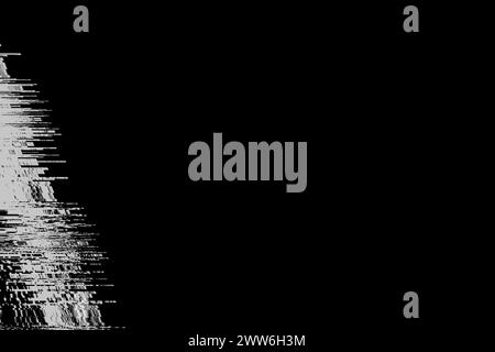Abstrakter schwarz-weißer Glitch, Line HUD Design Hintergrund Stockfoto