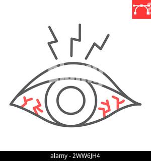 Augenschmerzen Glyphe Symbol, Körperschmerzen und menschliche Krankheit, Augenschmerzen Vektor Symbol, Vektor-Grafiken, editierbare Strich Solid Zeichen, eps 10. Stock Vektor