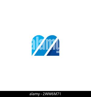 M-Logo mit blauer Farbkombination. M-Symbol Stock Vektor