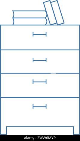 Zeilensymbol für Brustschublade. Innenraum-Stauraum isoliert auf weißem Hintergrund Stock Vektor