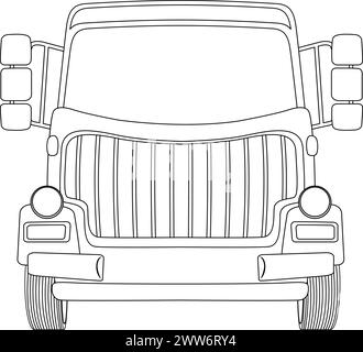 Schwarz-weiße Linienart eines robusten Jeeps Stock Vektor