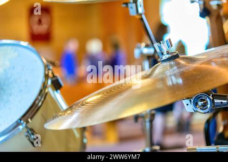 Musikinstrument zum Lob in einer protestantischen Kirche in Toronto, Kanada Stockfoto