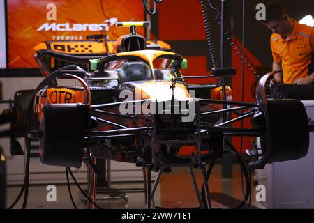 McLaren F1 Team MCL38, mechanische Details während des Formel-1-Rolex Australian Grand Prix 2024, 3. Runde der Formel-1-Weltmeisterschaft 2024 vom 22. Bis 24. März 2024 auf dem Albert Park Circuit in Melbourne, Australien Stockfoto