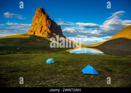 Backpacker's Zelte in Colorado's San Juan Mountains Stockfoto