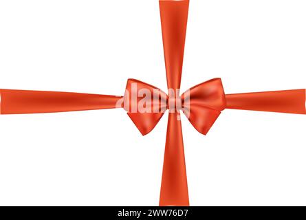 Rote Schleife. Realistische Geschenkdekoration. Vektorabbildung Stock Vektor