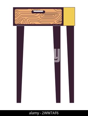 Tabelle mit linearem 2D-Zeichentrickobjekt in Schublade. Stock Vektor