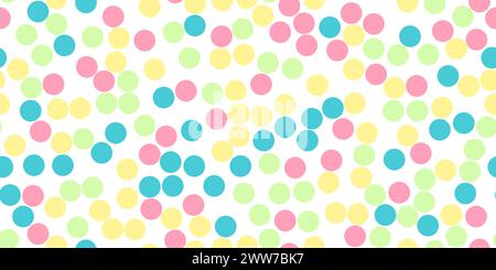 Nahtloses Muster mit bunten Punkten auf weißem, Geburtstags- oder Feiertagshintergrund, Vektorillustration Stock Vektor