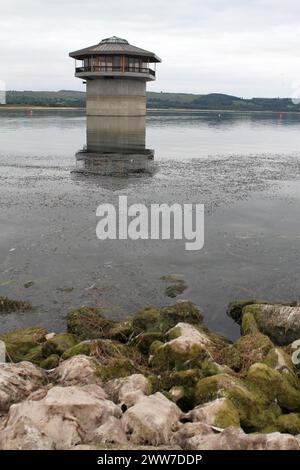 01/09/11 ..das Reservoir heute... Mitglieder eines Segelclubs werden hoch und trocken gelassen, da das Wasser, auf dem sie segeln, weiter weg von ihrem Club ho tropft Stockfoto