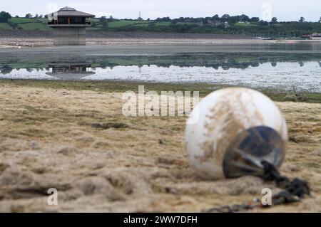 01/09/11 ..das Reservoir heute... Mitglieder eines Segelclubs werden hoch und trocken gelassen, da das Wasser, auf dem sie segeln, weiter weg von ihrem Club ho tropft Stockfoto