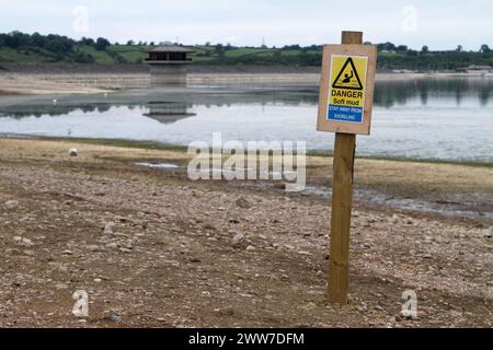 01/09/11 ..das Reservoir heute... Mitglieder eines Segelclubs werden hoch und trocken gelassen, da das Wasser, auf dem sie segeln, weiter weg von ihrem Club ho tropft Stockfoto