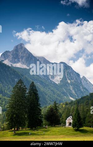 Maria Königskapelle am Lautersee, bei Mittenwald, Werdenfelser Land, Oberbayern, Bayern, Deutschland Stockfoto