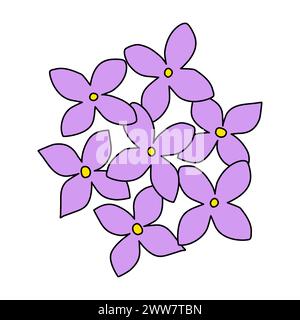 Doodle-Stil Flieder- oder Hortensie-Blumen, Draufsicht, Frühling Design-Element, Vektor-Illustration Stock Vektor