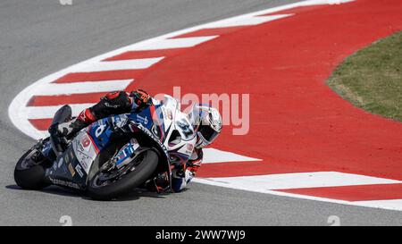 Barcelona, Spanien. März 2024. Autodromo Di Barcellona 22-24 Marzo 2024 während der Pirelli Catalunya Runde - Runde 2 - Freies Training und Qualifikationen, World Superbike - SBK Rennen in Barcelona, Spanien, 22. März 2024 Credit: Independent Photo Agency/Alamy Live News Stockfoto