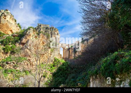 Ronda Puente Nuevo Brücke und Schlucht Stockfoto