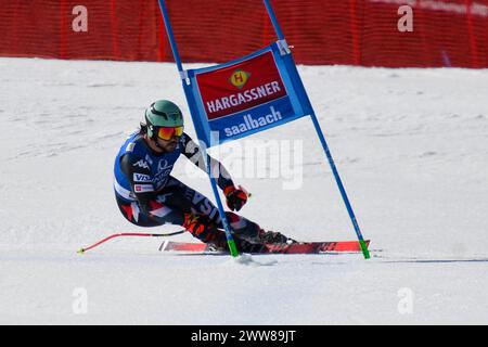 Saalbach Hinterglemm, Österreich. März 2024. SAALBACH-HINTERGLEMM, ÖSTERREICH - 22. MÄRZ: Jared Goldberg aus den Vereinigten Staaten tritt am 22. März 2024 beim Audi FIS Alpine Ski World Cup Finale in Saalbach-Hinterglemm, Österreich an.240322 SEPA 24 041 - 20240322 PD4970 Credit: APA-defacto Datenbank und Contentmanagement GmbH/Alamy Live News Stockfoto