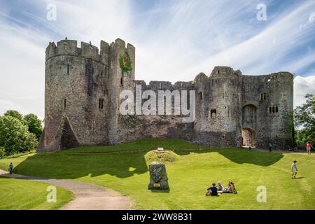 Torhaus & Marten's Tower, Chepstow Castle, Wales, Großbritannien Stockfoto
