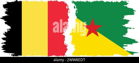 Französisch-Guayana und Belgien Grunge Flaggen Verbindung, Vektor Stock Vektor