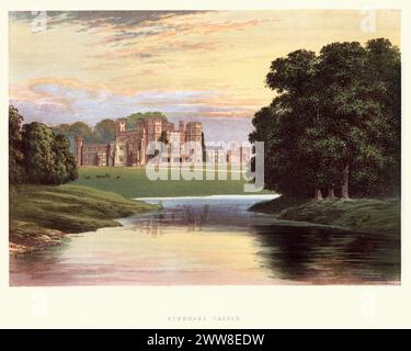 Vintage-Stich von Sundorne Castle, Shrewsbury, Shropshire. Eine Reihe malerischer Ausblicke auf die Sitze der Adligen und Gentlemen von Großbritannien und Irland Stockfoto