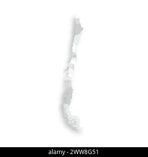 Chile politische Karte der Verwaltungsbereiche - Regionen. Graue leere flache Vektorkarte mit fallendem Schatten. Stock Vektor