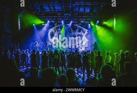 Kopenhagen, Dänemark. März 2024. Die US-amerikanische Deathcore-Band Carnifex gibt ein Live-Konzert im Amager Bio in Kopenhagen. (Foto: Gonzales Photo/Alamy Live News Stockfoto