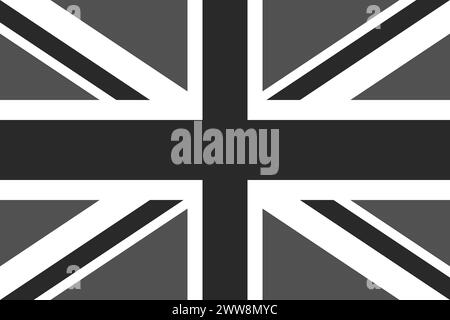 Flagge des Vereinigten Königreichs Großbritannien und Nordirland - graue monochrome Vektorillustration. Flagge in Schwarz-weiß Stock Vektor