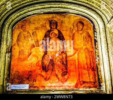 Altes Mary Baby Fresco Monument Saint Pauls Haus Unter Der Kirche Santa Maria Via Lata Kirche Rom Italien. Wo Paulus zwei Jahre in Rom lebte Stockfoto