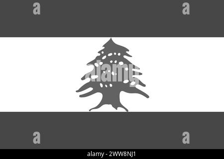 Libanon Flagge - graue monochrome Vektor-Illustration. Flagge in Schwarz-weiß Stock Vektor